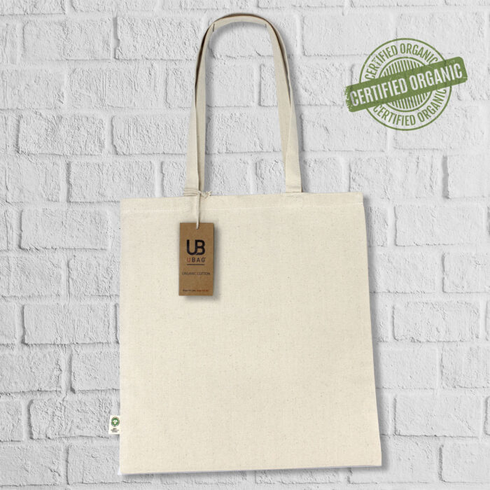 Βαμβακερή τσάντα 10L από ακατέργαστο πιστοποιημένο βιολογικό βαμβάκι 300g