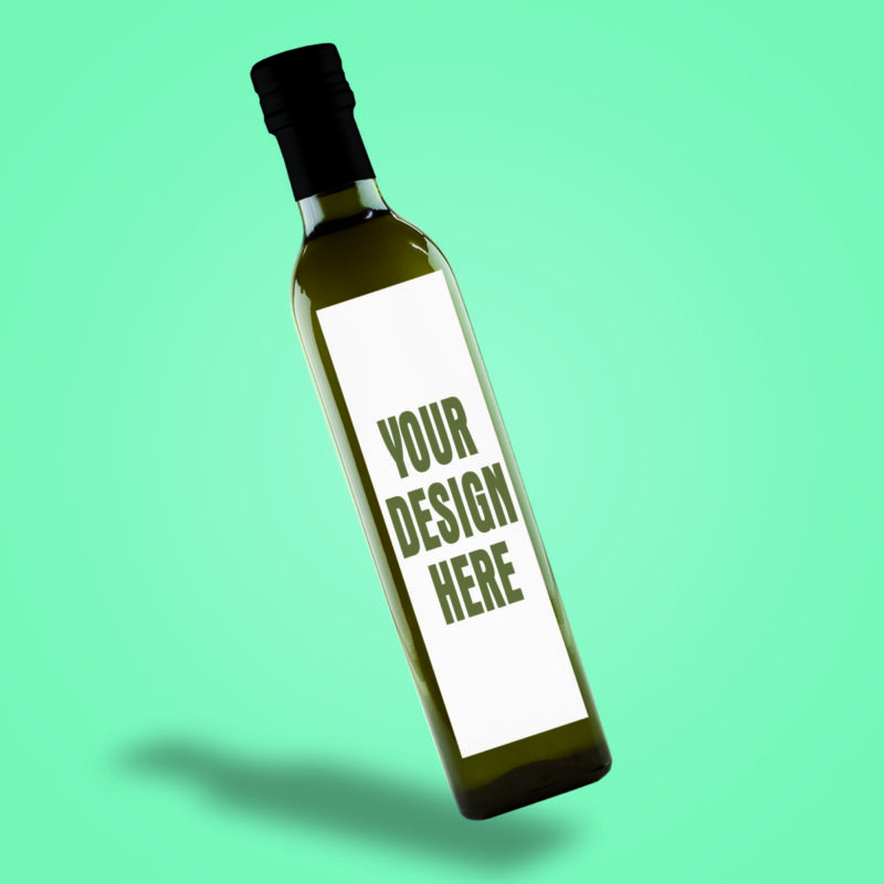 Ετικέτα για φιάλη Marasca 500ml. Αναγράφει πάνω «Your design here»