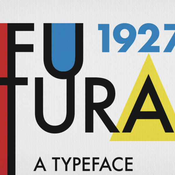 Αφίσα με τη λέξη FUTURA σε στιλ Bauhaus και τη χρονολογία 1927.