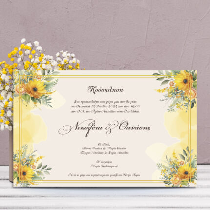 Προσκλητήριο Γάμου "Yellow Daisies" 140x210 χιλ.